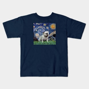 Starry Night (Van Gogh) Adapted to Feature an English Bulldog Kids T-Shirt